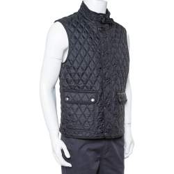 Pre Owned Burberry Brit Black Quilted Sleeveless Haymarket Vest L