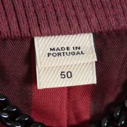 Pre Owned Burberry Burgundy Quilted Synthetic Long Jacket L
