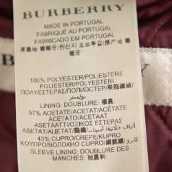 Pre Owned Burberry Burgundy Quilted Synthetic Long Jacket L
