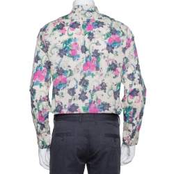 Pre Owned قميص بربري أزرار أمامية قطن طباعة زهور ألوان ماء متعدد الألوان مقاس كبير