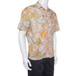 Pre Owned Burberry Multicolor Floral Printed Cotton Bowling Shirt L