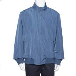 Pre Owned Burberry Brit Jade Blue Synthetic Double Collar Jacket 3XL 