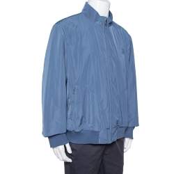Pre Owned Burberry Brit Jade Blue Synthetic Double Collar Jacket 3XL 