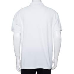 Pre Owned Burberry White Cotton Pique Triple Archive Logo Embroidered Polo T-Shirt XL