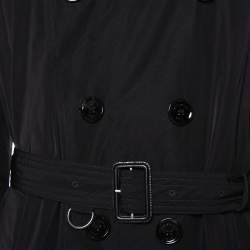 Pre Owned Burberry Black Synthetic Double Breasted Belted Trench Coat XXL