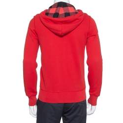 مملوكة مسبقًا Burberry Brit Red Cotton Zip Front Hoodie S