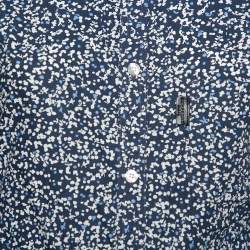 Burberry Brit Navy Blue Printed Cotton Button Front Shirt XS