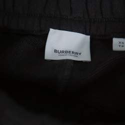 Pre Owned Burberry Black Cotton Vintage Check Logo Side Stripe Detail Joggers XS