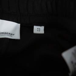 Pre Owned Burberry Black Cotton Vintage Check Logo Side Stripe Detail Joggers XS