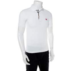 Pre Owned Burberry Brit White Embroidered Cotton Pique Polo T-Shirt XS
