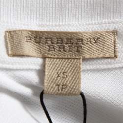 Pre Owned Burberry Brit White Embroidered Cotton Pique Polo T-Shirt XS