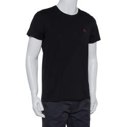 Pre Owned Burberry Black Cotton Crewneck T-Shirt M