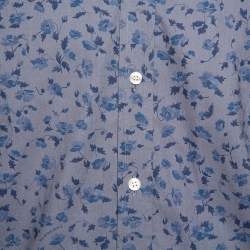 Pre Owned Burberry Grey Floral Print Cotton Connock Button Front Shirt L