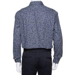 Pre Owned Burberry Grey Floral Print Cotton Connock Button Front Shirt L