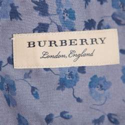 Pre Owned Burberry Grey Floral Print Cotton Connock Button Front Shirt L