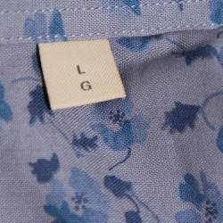 Pre Owned Burberry Grey Floral Print Cotton Connock Button Front Shirt L