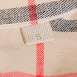 مملوكة مسبقًا قميص بربري بريت كاروهات نوفا بيج بأزرار أمامية مقاس صغير - سمول