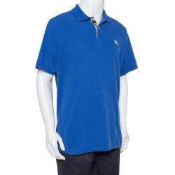 مملوكة مسبقًا Burberry Brit Blue Cotton Pique Polo T-Shirt L 