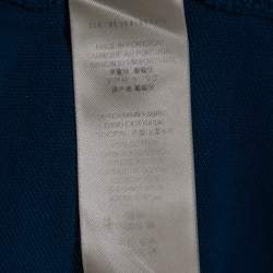 Pre Owned تي شيرت بولو بربري اتكينس ياقة متباينة بيكيه قطن أزرق مخضر داكن مقاس كبير (لارج)