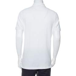 Pre Owned تي شيرت بولو بربري بريت بيكيه قطن أبيض مقاس كبير (لارج)