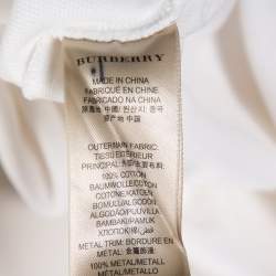 Pre Owned تي شيرت بولو بربري بريت بيكيه قطن أبيض مقاس كبير (لارج)