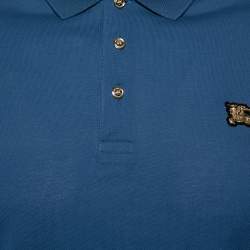 مملوكة مسبقًا Burberry Teal Blue Cotton Pique Polo T-Shirt M