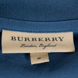 مملوكة مسبقًا Burberry Teal Blue Cotton Pique Polo T-Shirt M