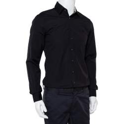 Pre Owned Burberry Brit Black Cotton Nova Check Detail Button Front Shirt S