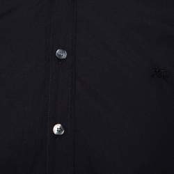 Pre Owned Burberry Brit Black Cotton Nova Check Detail Button Front Shirt S