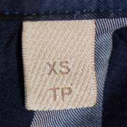 Pre Owned Burberry Brit Navy Blue Checkered Cotton Button Front Shirt XS