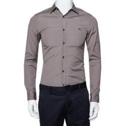 مملوكة مسبقًا Burberry Brit Grey Cotton Nova Check Detail Button Front Shirt XS