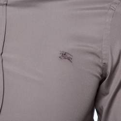 مملوكة مسبقًا Burberry Brit Grey Cotton Nova Check Detail Button Front Shirt XS