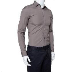 مملوكة مسبقًا Burberry Brit Grey Cotton Nova Check Detail Button Front Shirt XS