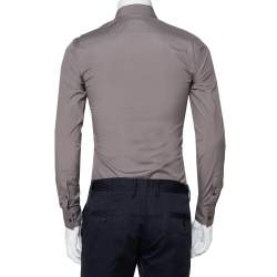 مملوكة مسبقًا Burberry Brit Grey Cotton Nova Check Detail Button Front Shirt XS