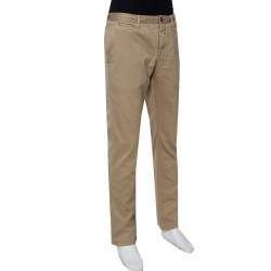 Pre Owned Burberry Brit Beige Cotton Straight Leg Tailored Trousers XL