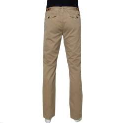 Pre Owned Burberry Brit Beige Cotton Straight Leg Tailored Trousers XL