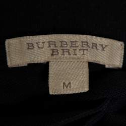 Pre Owned تي شيرت بولو بربري بريت بيكيه قطن أسود مقاس وسط (ميديوم)