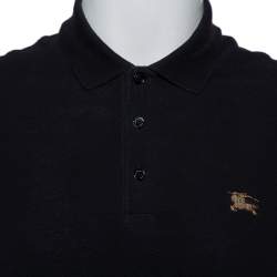 Pre Owned تي شيرت بولو بربري بريت بيكيه قطن أسود مقاس وسط (ميديوم)