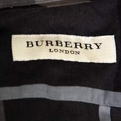 Pre Owned قميص بربري تريفورث أزرار أمامية قطن مربعات نوفا رصاصي مقاس كبير (لارج)