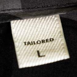 Pre Owned قميص بربري تريفورث أزرار أمامية قطن مربعات نوفا رصاصي مقاس كبير (لارج)