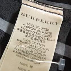 Pre Owned قميص بربري تريفورث أزرار أمامية قطن مربعات نوفا رصاصي مقاس كبير (لارج)