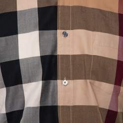 Pre Owned Burberry Brit Beige Nova Check Cotton Button Front Shirt L