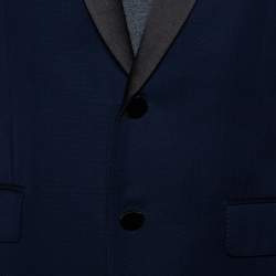 Pre Owned Burberry Navy Blue Wool Contrast Satin Trim Detail Millbank Tuxedo Suit M