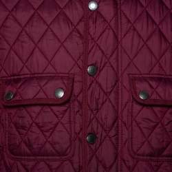 Pre Owned Burberry Brit Burgundy Synthetic Quilted Zip Front Jacket XL