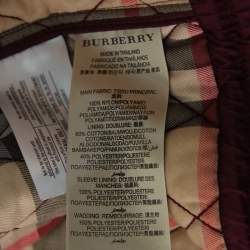 Pre Owned Burberry Brit Burgundy Synthetic Quilted Zip Front Jacket XL