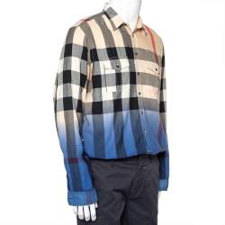 Pre Owned Burberry Brit Multicolor Ombre Cotton Nova Checkered Button Front Shirt XL