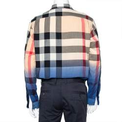 Pre Owned Burberry Brit Multicolor Ombre Cotton Nova Checkered Button Front Shirt XL