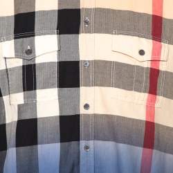 Pre Owned Burberry Brit Multicolor Ombre Cotton Nova Checkered Button Front Shirt XL