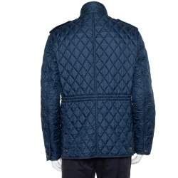 Pre Owned Burberry Brit Navy Blue Synthetic Quilted Russell Field Jacket M