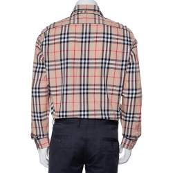 Pre Owned قميص بربري بريت أزرار أمامية قطن كاروهات نوفا بيج مقاس كبير جداً